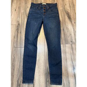 Madewell 9" High-Rise Skinny Jeans Dark Wash Size 29T Tall/ Long Button-Fly Prem